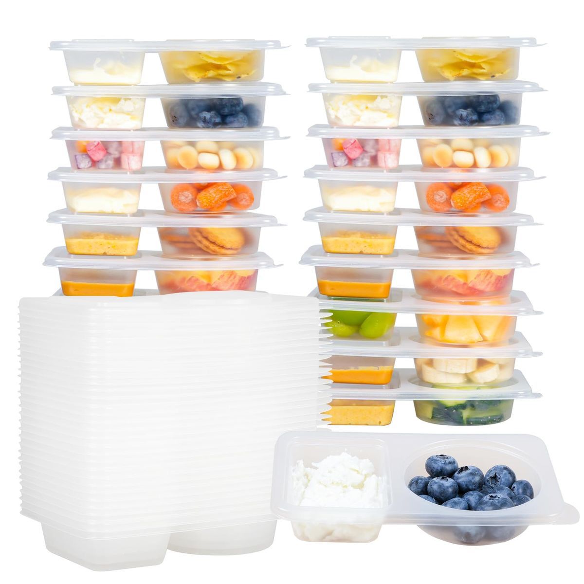 Contenedor de Snack con dos Compartimientos (20 unidades)