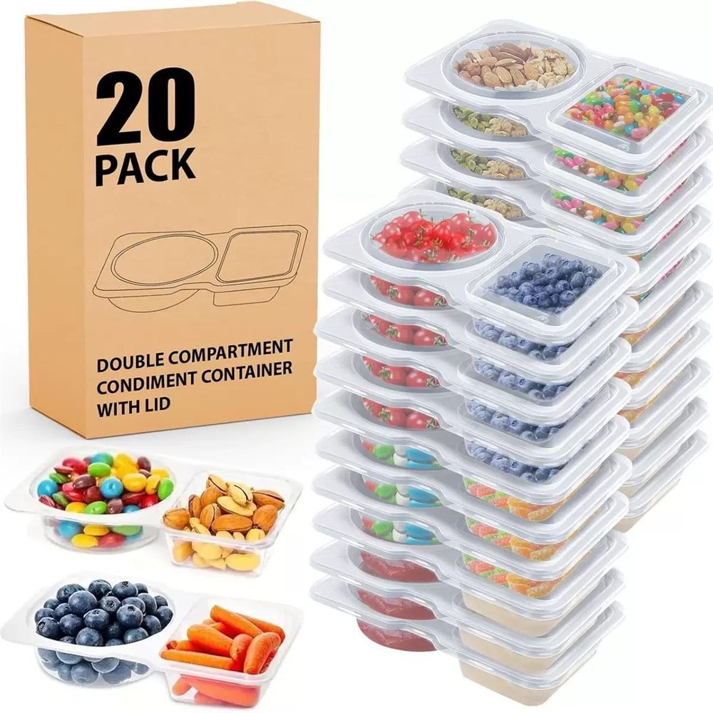 Contenedor de Snack con dos Compartimientos (20 unidades)