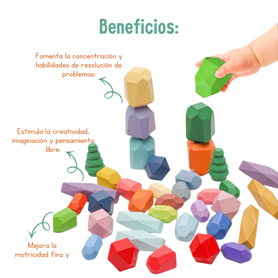 🪵✨ Set de Bloques de Madera Apilables – 38 Piezas