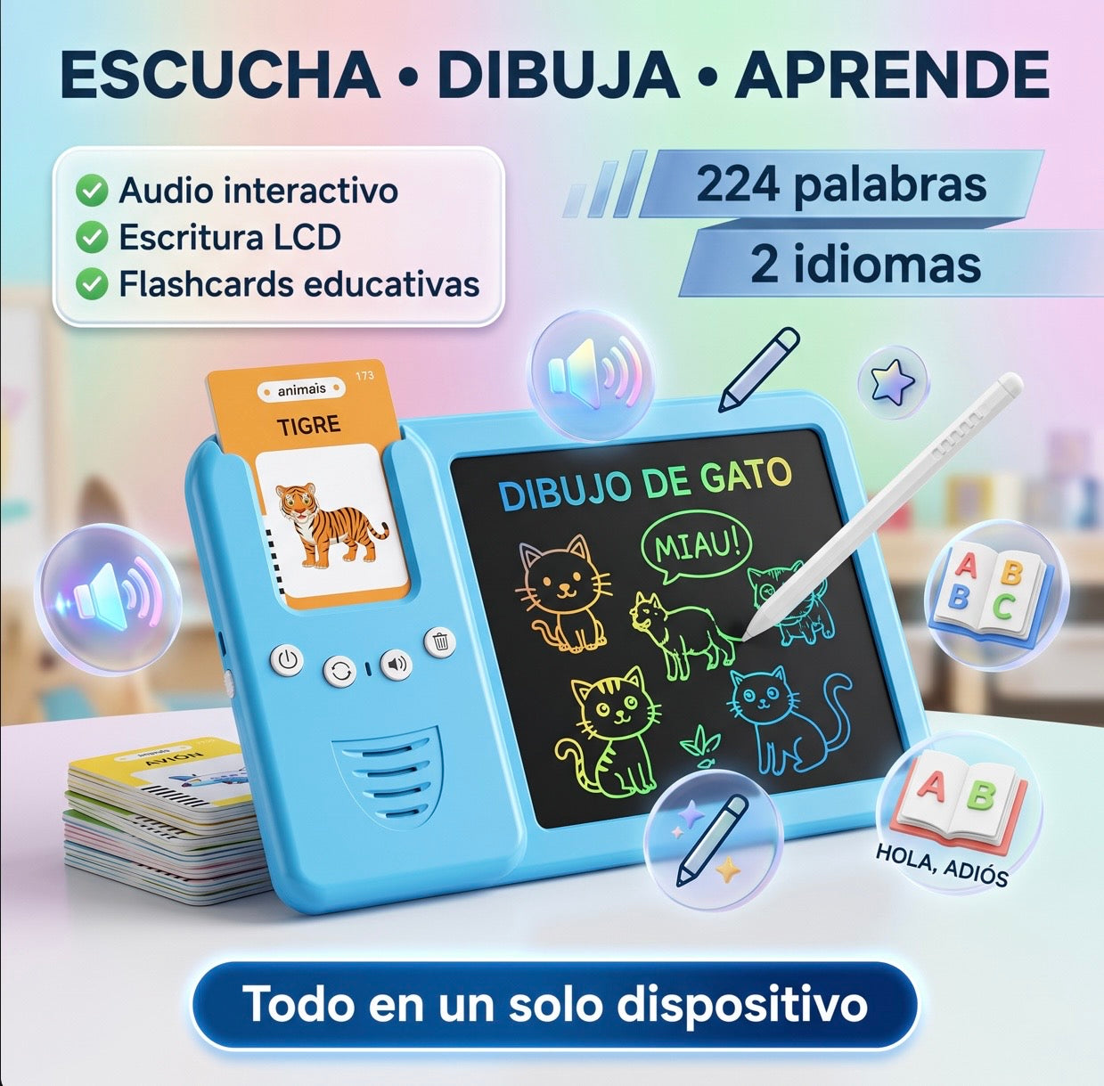 Dispositivo Bilingüe Inglés-Español: Aprende y Dibuja.