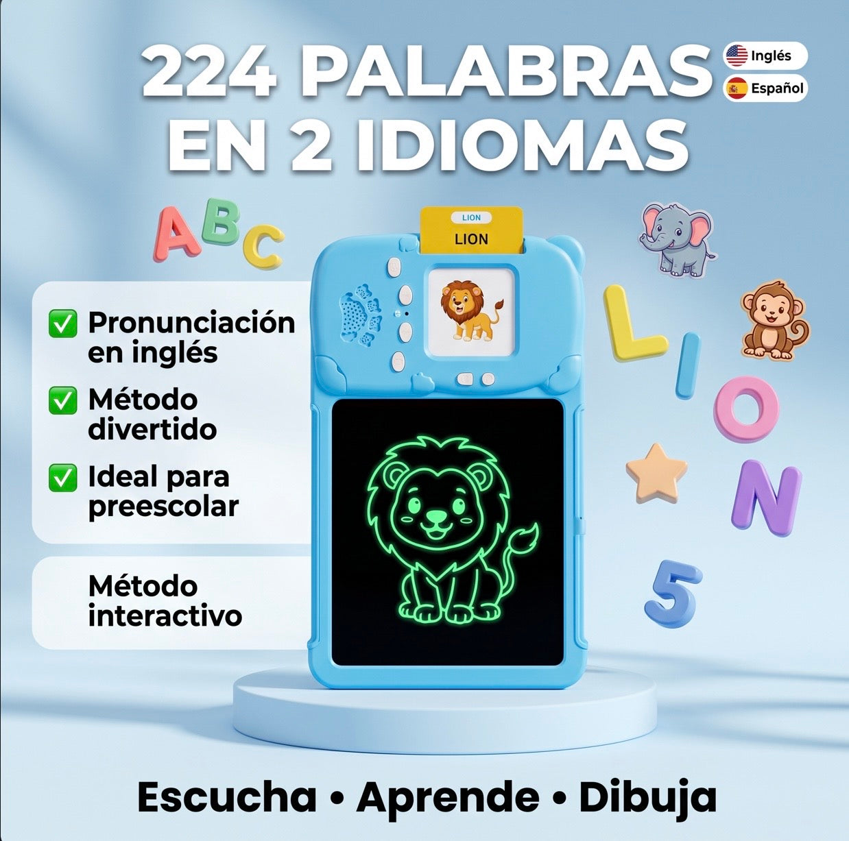 Dispositivo Bilingüe Inglés-Español: Aprende y Dibuja.