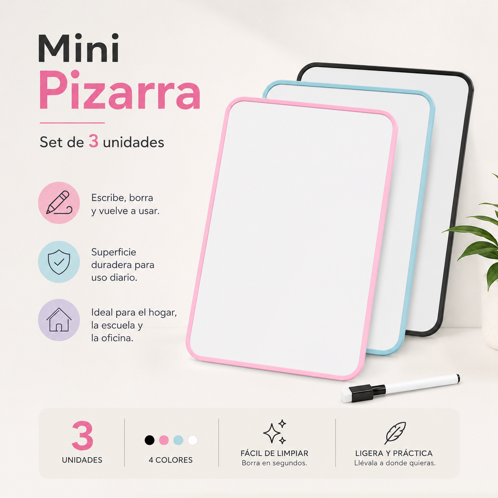 Mini Pizarra Individual (Set de 3)