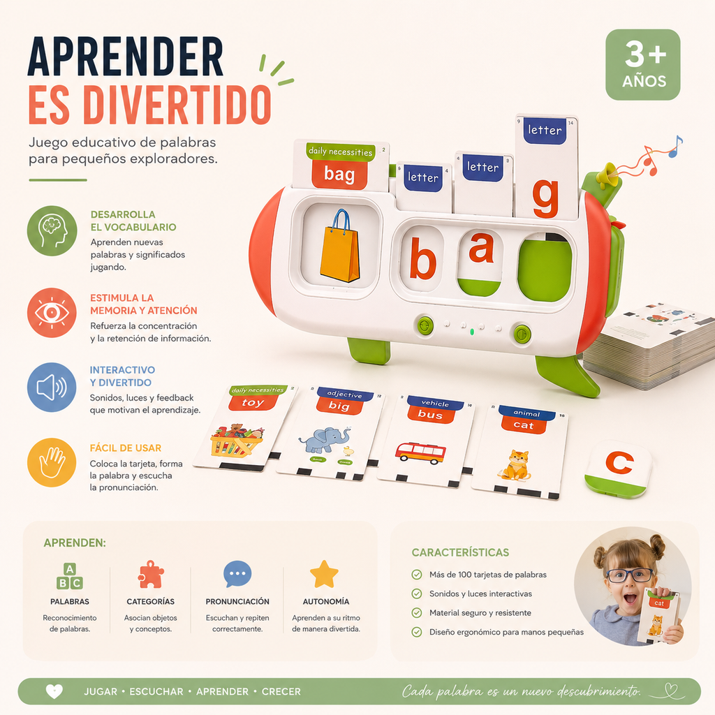 🔤🎵 Juego Bilingüe Electrónico para Formar Palabras – Aprendizaje Temprano