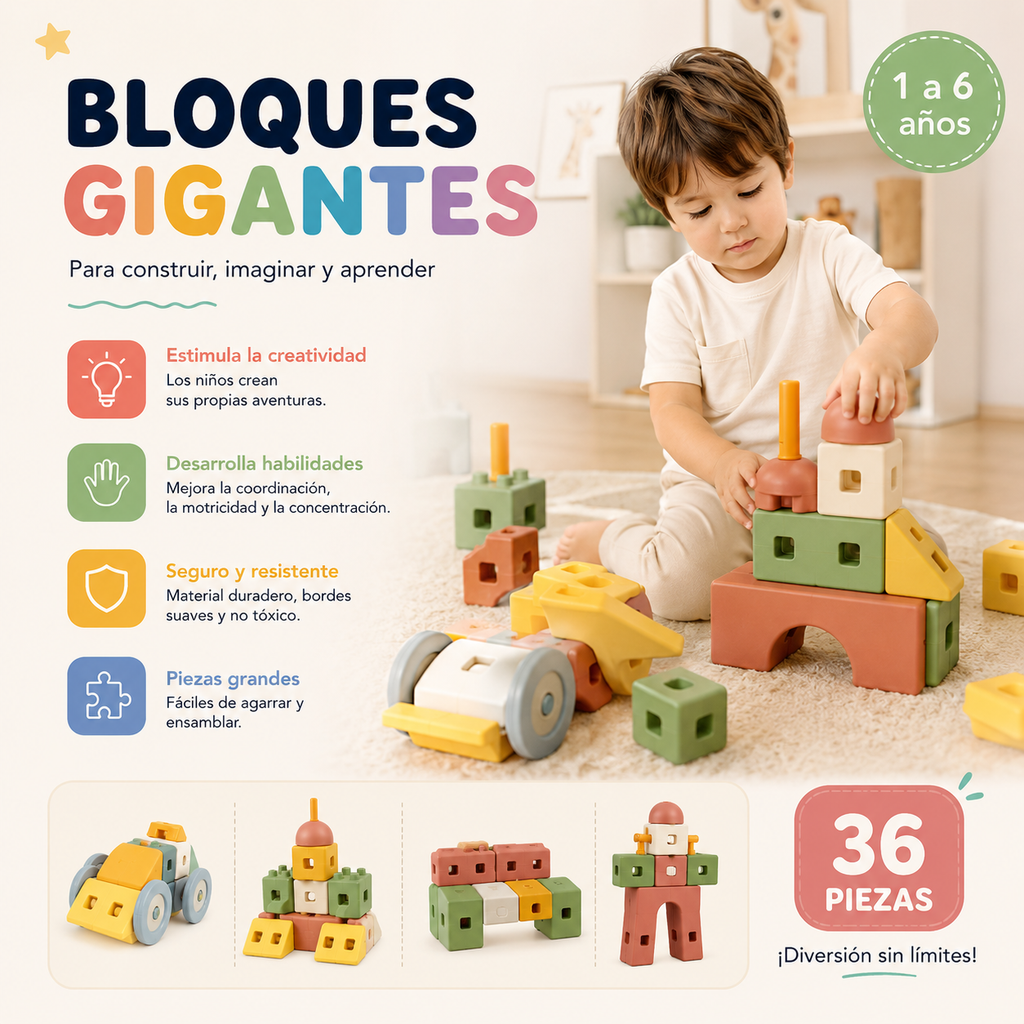 🚗🛠️ Set de Construcción STEM (36 Piezas)