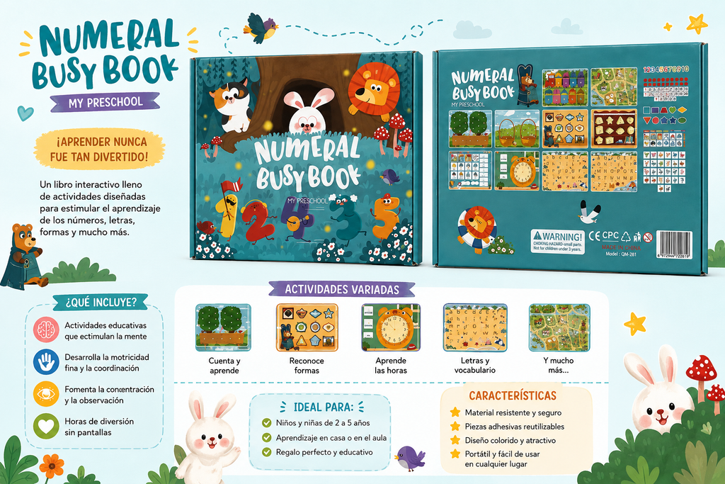 Numeral Busy Book - Libro Interactivo