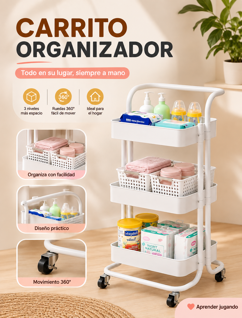 Carrito Organizador 3 Niveles
