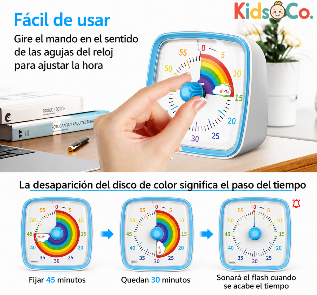Temporizador Visual de 60 Minutos para Niños y Estudio