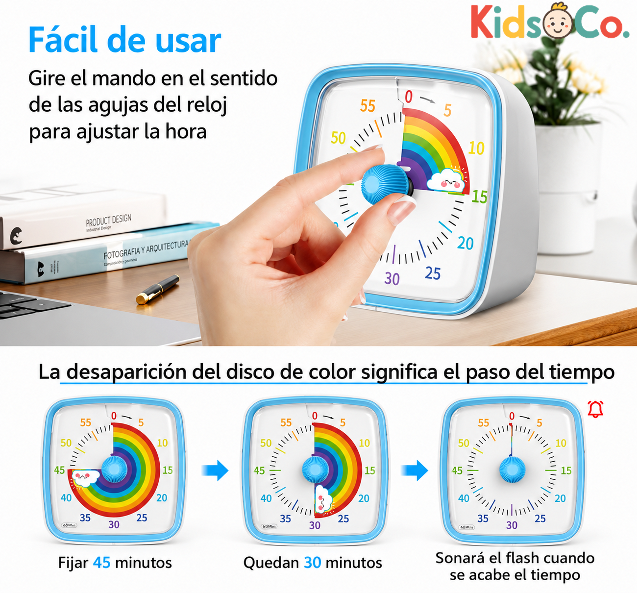 Temporizador Visual de 60 Minutos para Niños y Estudio