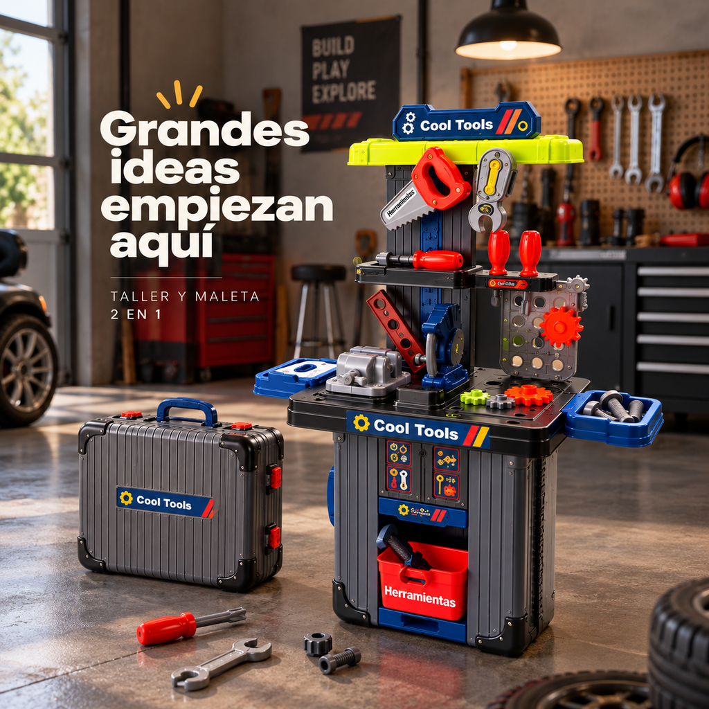 🧰 Taller de Herramientas Infantil 3 en 1 – Maletín Portátil Cool Tools 👷‍♂️✨