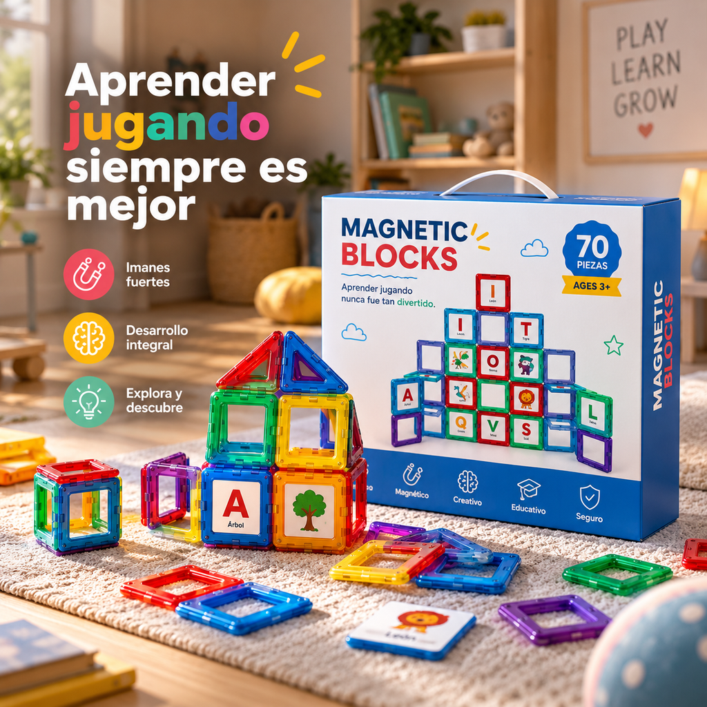Construye sin límites: Bloques Magnéticos 70 piezas