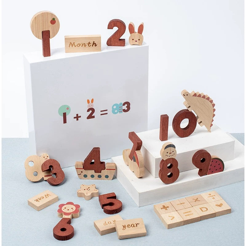 🔢🌿 Set de Números de Madera Montessori – Matemáticas Tempranas